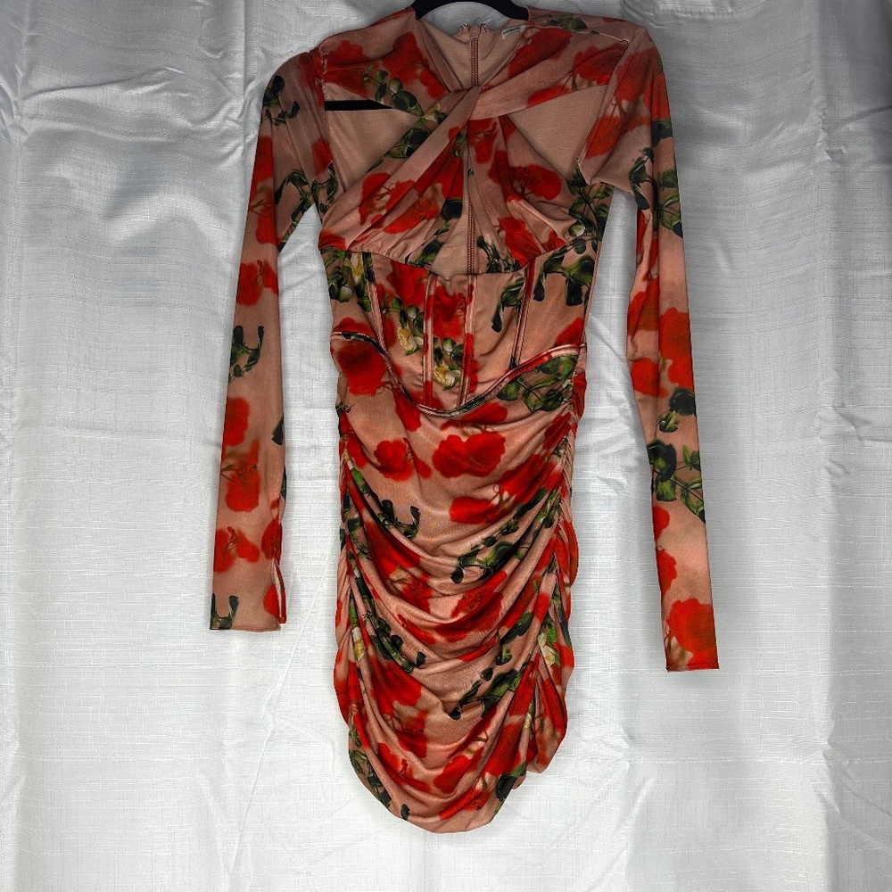 ADANNA ROSE PRINT CORSET MINI DRESS - House of CB